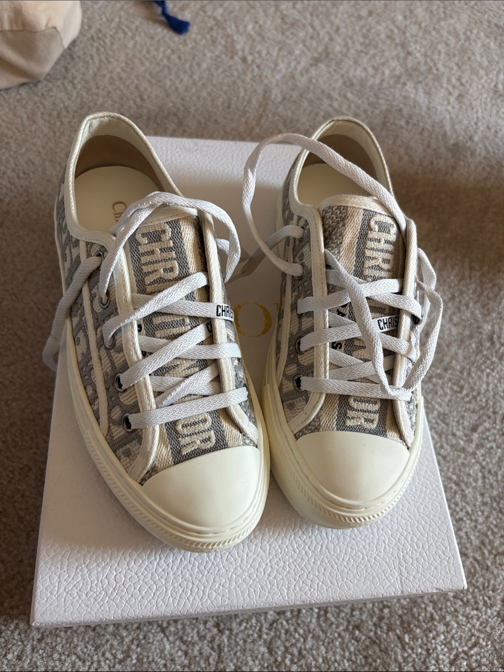 Christian Dior J'Adior Beige Logo Canvas Sneakers